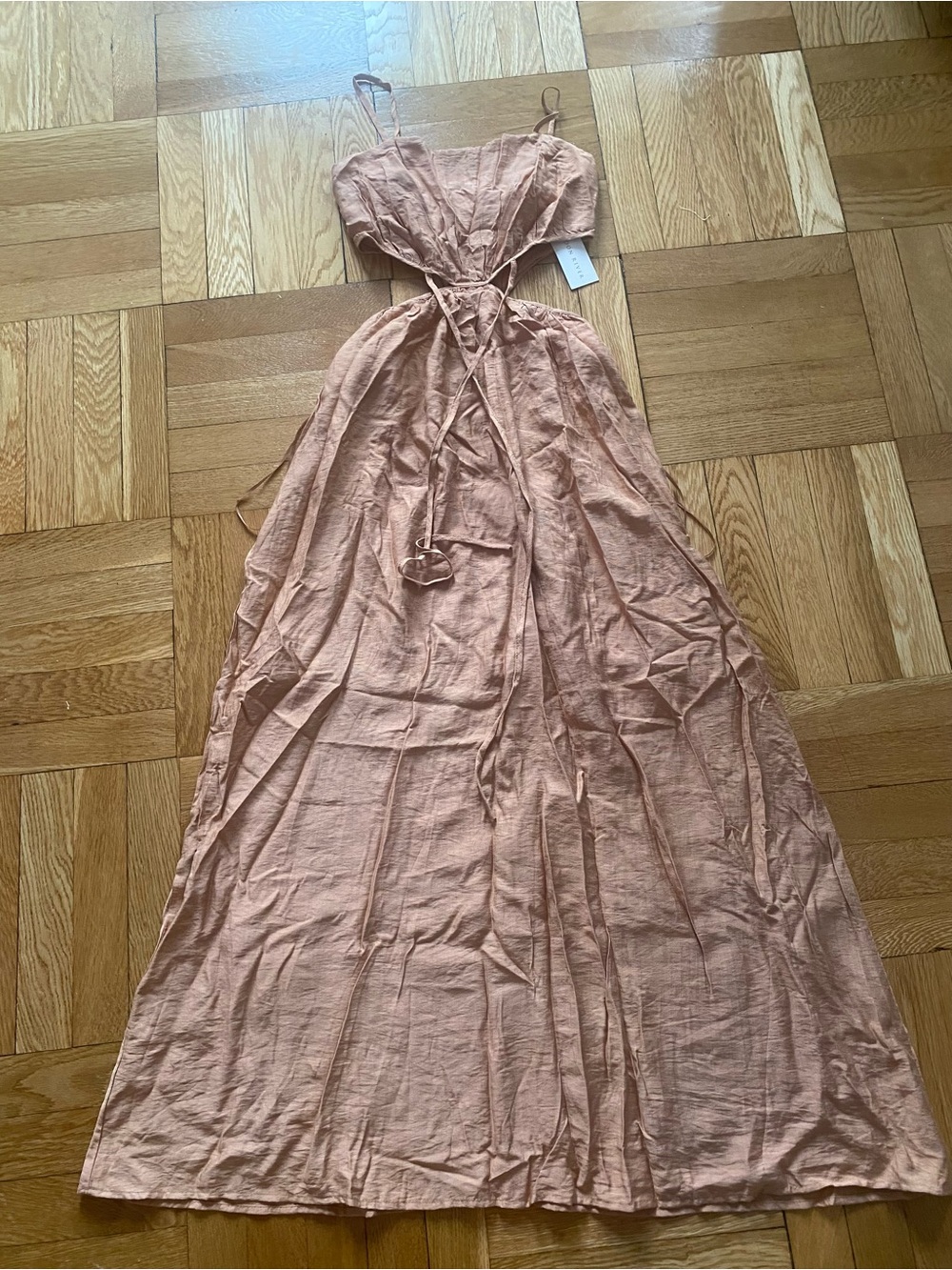 Adjustable Spaghetti-Strap Maxi Dress in Dusty Rose